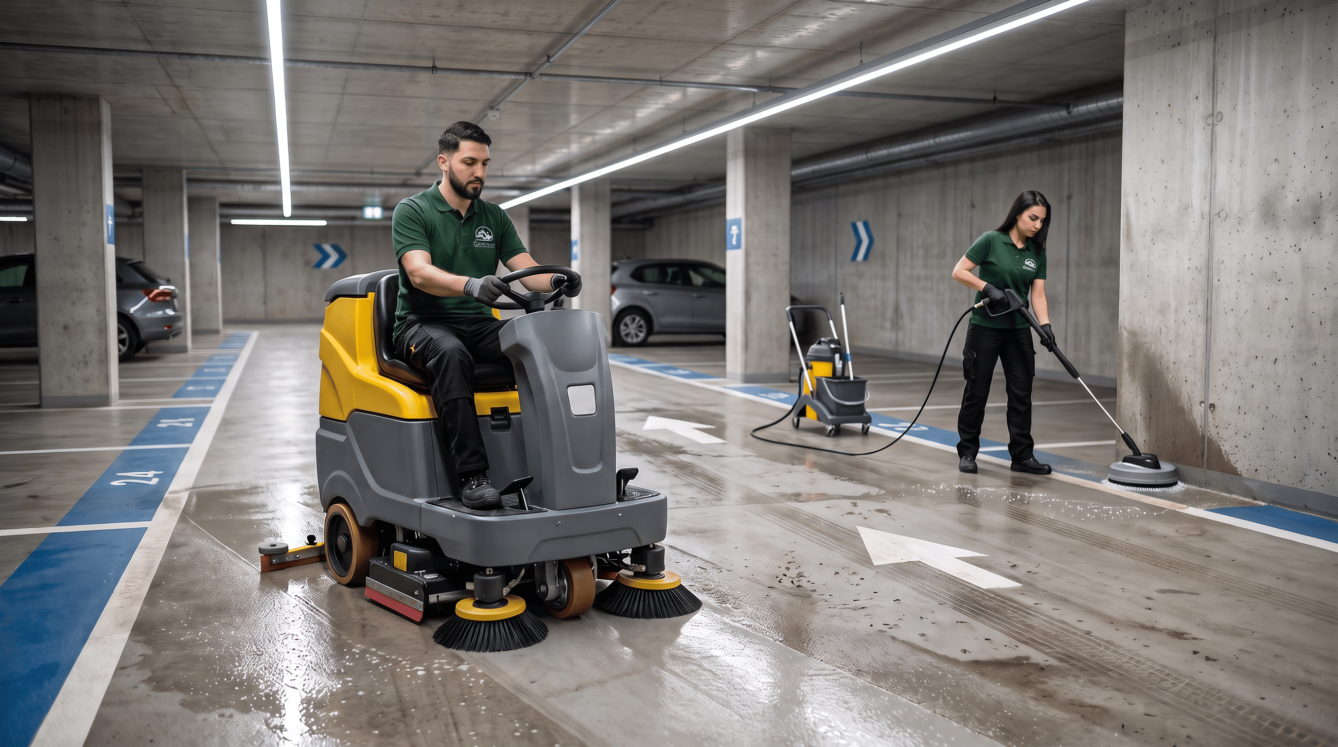 Tiefgaragenreinigung durch GK Glanz